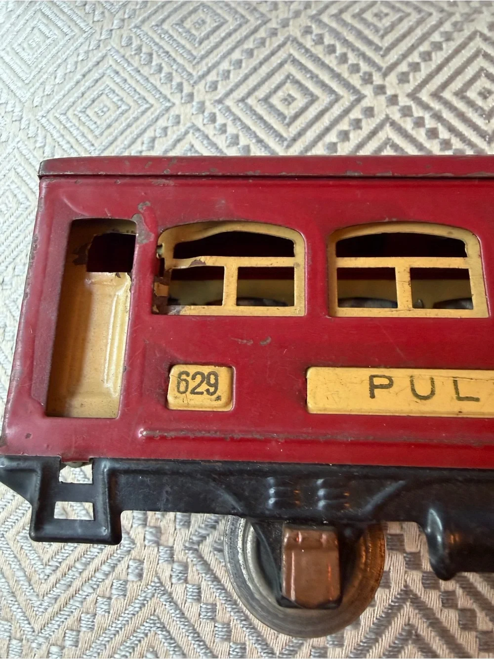 Vintage Train Car Pullman 629 Red / Yellow Doors- Windows